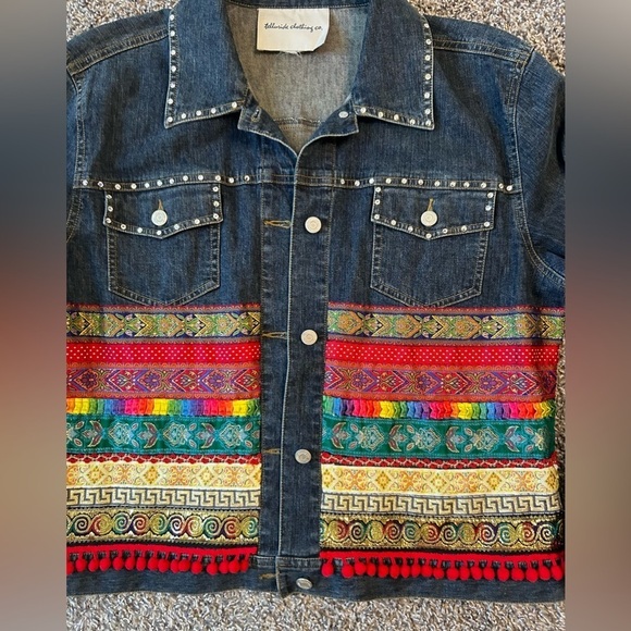 Telluride Clothing mix media wearable Art denim jacket - Picture 9 of 15